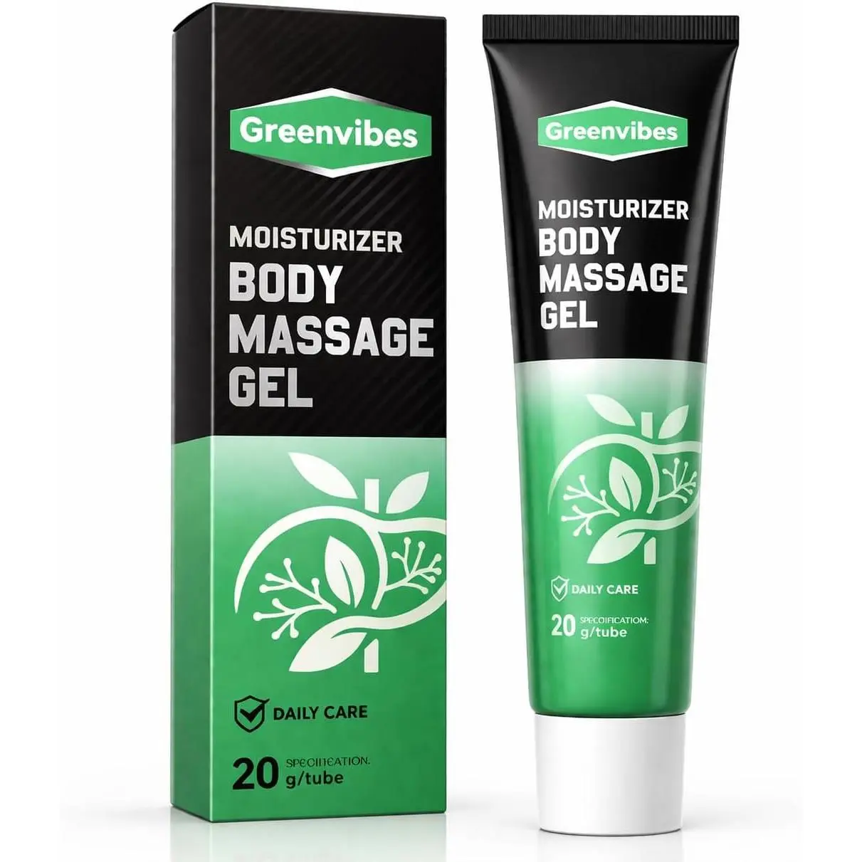 Greenvibes Moisturizer Body Massage Gel, Soothing Cooling Gel Fast-Absorbing Herbal Blend with Poria Cocos, 20g/0.7oz (PC, 1)