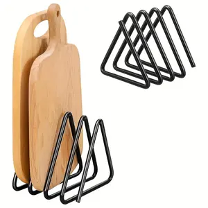 Heavy-Duty Metal Cutting Board Holder - Triangular Cutting Board Stand with Space-Saving Cabinet/Countertop Rack, Pan Rack - Sturdy Kitchen Organizer, No Screws/Easy Installation, Kitchen Storage Container, Countertop Organizer, Kitchen Shelf
