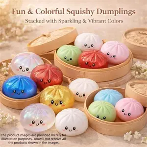 Glitter Dumpling Squishy Toy, Colorful Stress Relief Sensory Toy, Soft Slow Rebound, Perfect for Birthday, Christmas, Party Gifts