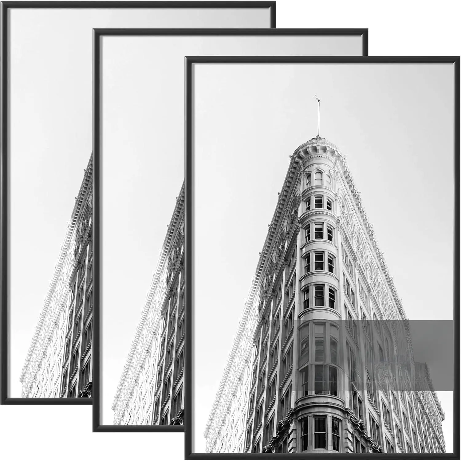16x24 Photo Frames Black 3 Pack- Art Display Frame for Posters & Art Prints, Horizontal-Vertical Wall Mounting, Scratch-Proof Home Decor, Decoration for Bedroom & Living Room Wall Gallery,multiple sizes including 11x17,16x20,18x24,24x36