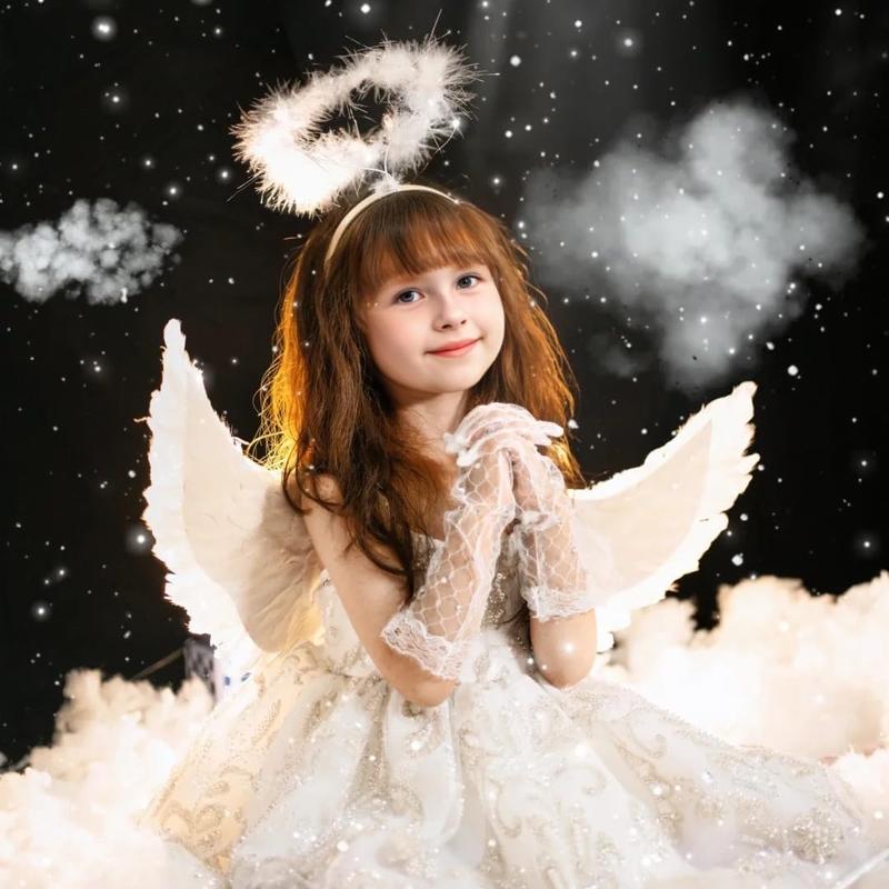 Angel Wings and Halo Set - Feathered Angel Halo Headband, Angel Wings and Wand - Halloween Costumes