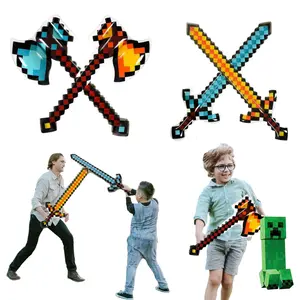 Mine Pixel Balloon, 4 counts Inflatable Weapons, Easter Gift, Minecraft Balloon, Miner Blow Up Pixel Diamond Sword & Axe, Birthday Party Supplies, Halloween Costume, Christmas Gift for Kids Decoration Pack