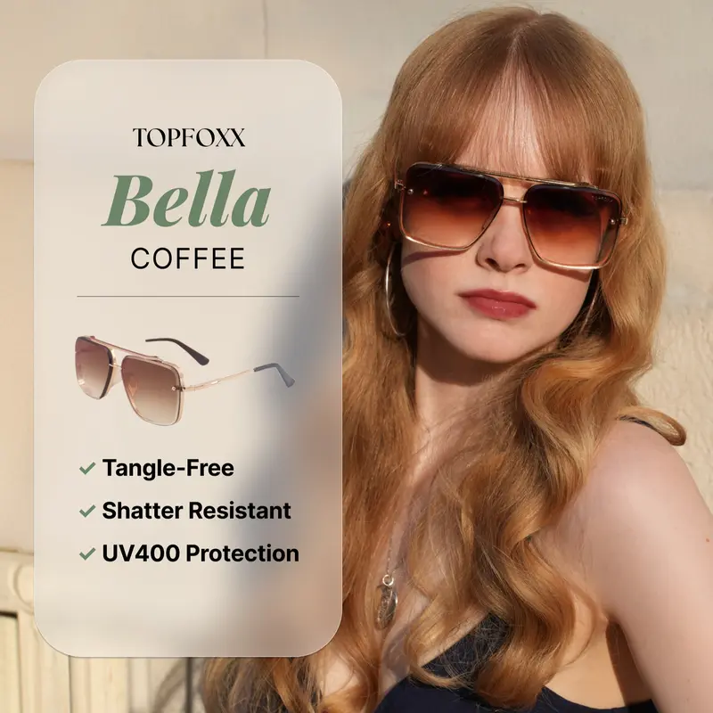 Bella Tangle-Free Aviator Sunglasses - Coffee | Fashionable Sunglasses with Certified Shatter-Resistant Lenses & UV400 Protection - Stylish Sun Protective Shades for Women & Men - Unisex Outdoor Fashion Eyewear