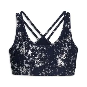 PUMA Womens Metallic Shine Medium Impact Sports Bra Training Casual Casual - Blue
