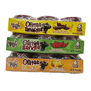 Ollitas de Tamarindo, Mango y Sandia - Artificially Flavored Soft Candy (1 Pack with 6 Pieces) - Sweet Snack