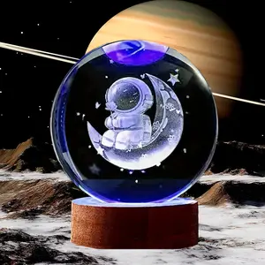 3D Laser Engraved Crystal Ball ( moon landing program astronaut )Valentine's Day gifts for kids, Galaxy, Solar System various patterns,Gifts for Women,Friendship,Birthday.Lover,Friends