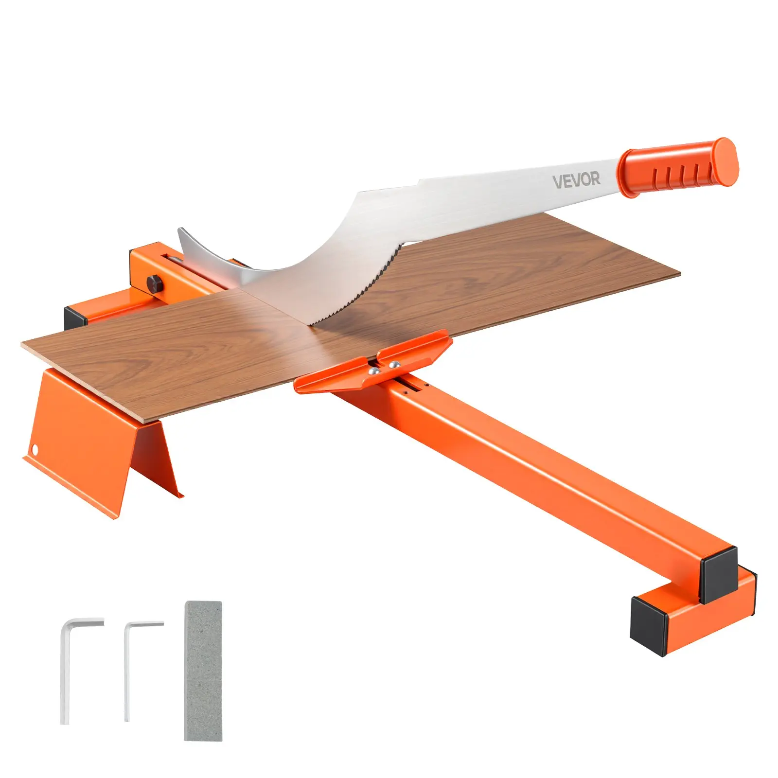 VEVOR 12-in Manual Vinyl Floor Cutter (FC1001) - 10 mm Thick Laminate/LVT/VCT Cutter, Cutting Angle Guide, Rubber Grip, Honing Stone, D2 Steel Blade, Polyurethane Build, 11.4 lbs, 32.87x8.27x6.5 in for Home Renovation, DIY Woodworking Projects