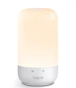 Lepro Table Lamp, Color Changing LED Touch Lamp for Bedroom, RGB and Tunable White 2700K-5700K, 350lm, Dimmable Bedside Nursery Night Light with Auto-Off Timer, Soft Warm White Mood Lighting, Silver
