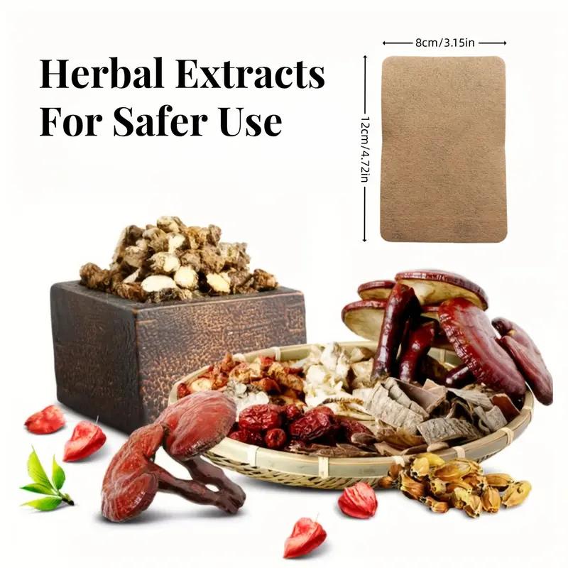 50 self-heating ginger patches covering shoulders, neck, waist, back, hands, feet, knees, and joints. Heat pads (12 x 8 cm) for lymphatic support and blood circulation.