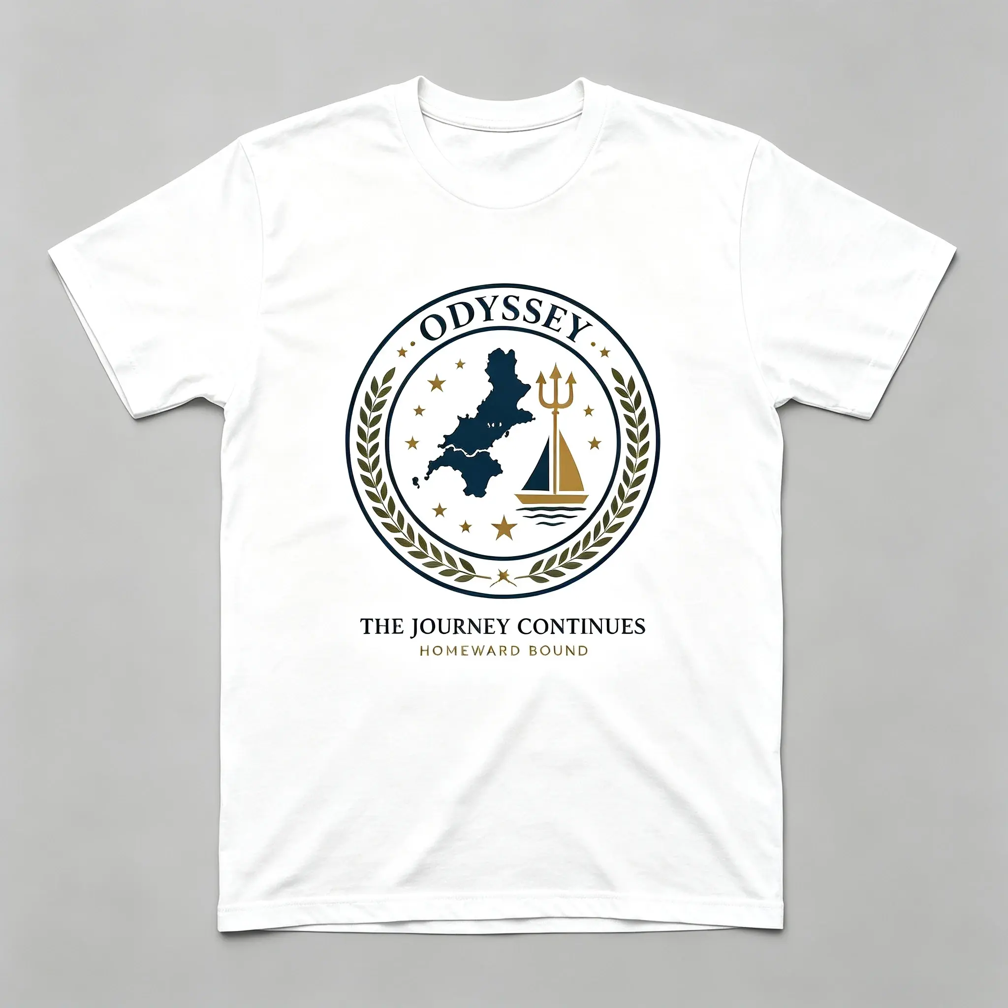 Odyssey The Journey Continues Homeward Bound Emblem Graphic Tee Soft Cotton Breathable Comfortable Relaxed Fit for Travelers Myth Fans Daily Casual Wear Unisex's T-Shirt
