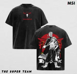 Retro Limited Mikey x Draken - Tokyo Revengers Anime Manga Washed Heavyweight Cotton T-shirt, Gift For Anime Fan, Anime Merch Fabric Menswear