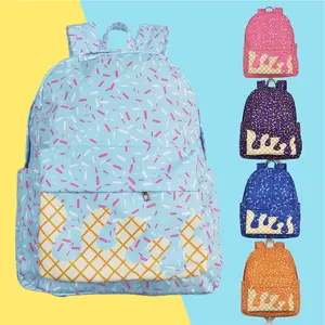Unisex Kids' Soft Fabric Backpack, 13.5in x 17in x 5in Ice Cream Drip Print, Cozy Stylish Design, Ideal for Back to School & Travel