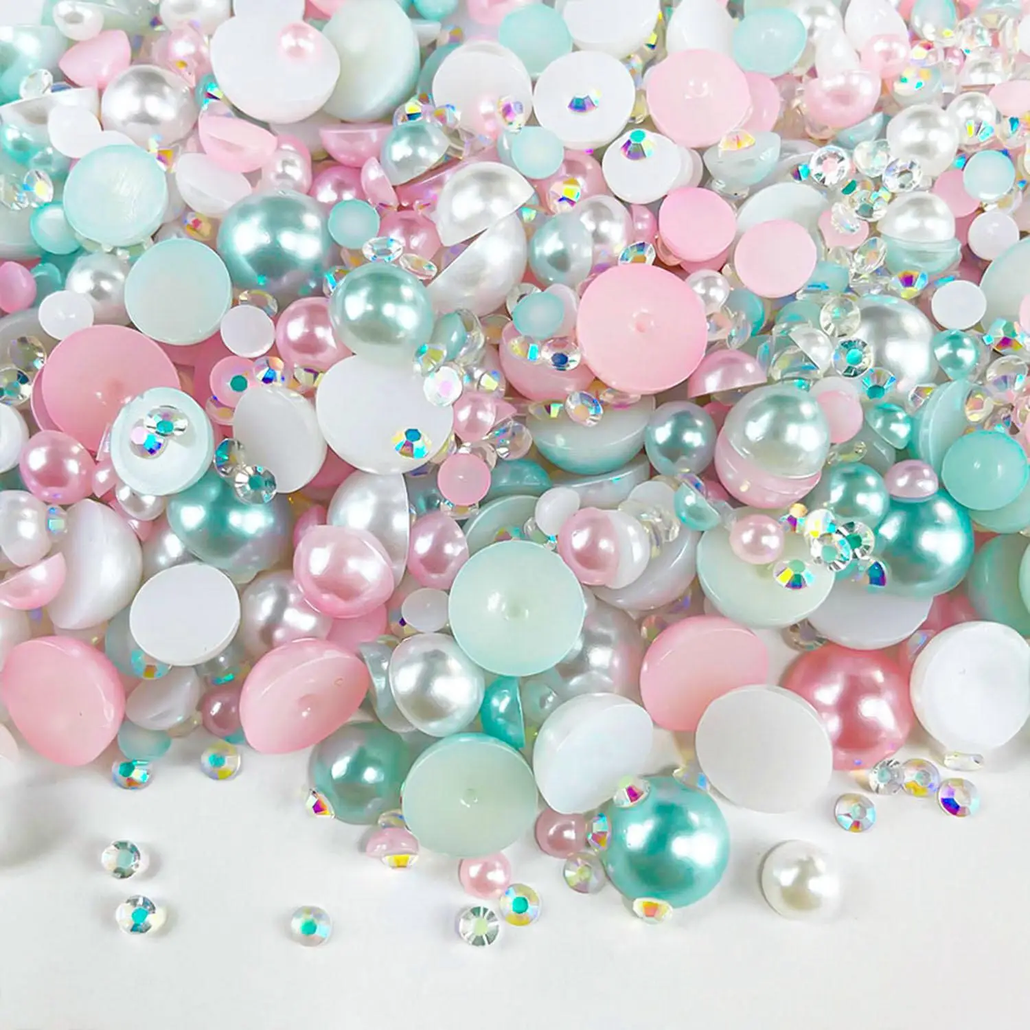 Mixed Color Faux Pearl & Rhinestone, 1200pcs/box DIY Materials For Nail Art, Face Body Art Crafts, Jewelry Decoration