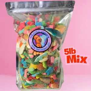 5lb Big Crave Gummy Mix Bag - Sweet & Sour Assorted Gummies with Blue Raspberry, Watermelon, Strawberry, Apple, Peach, Marshmallow, Candies