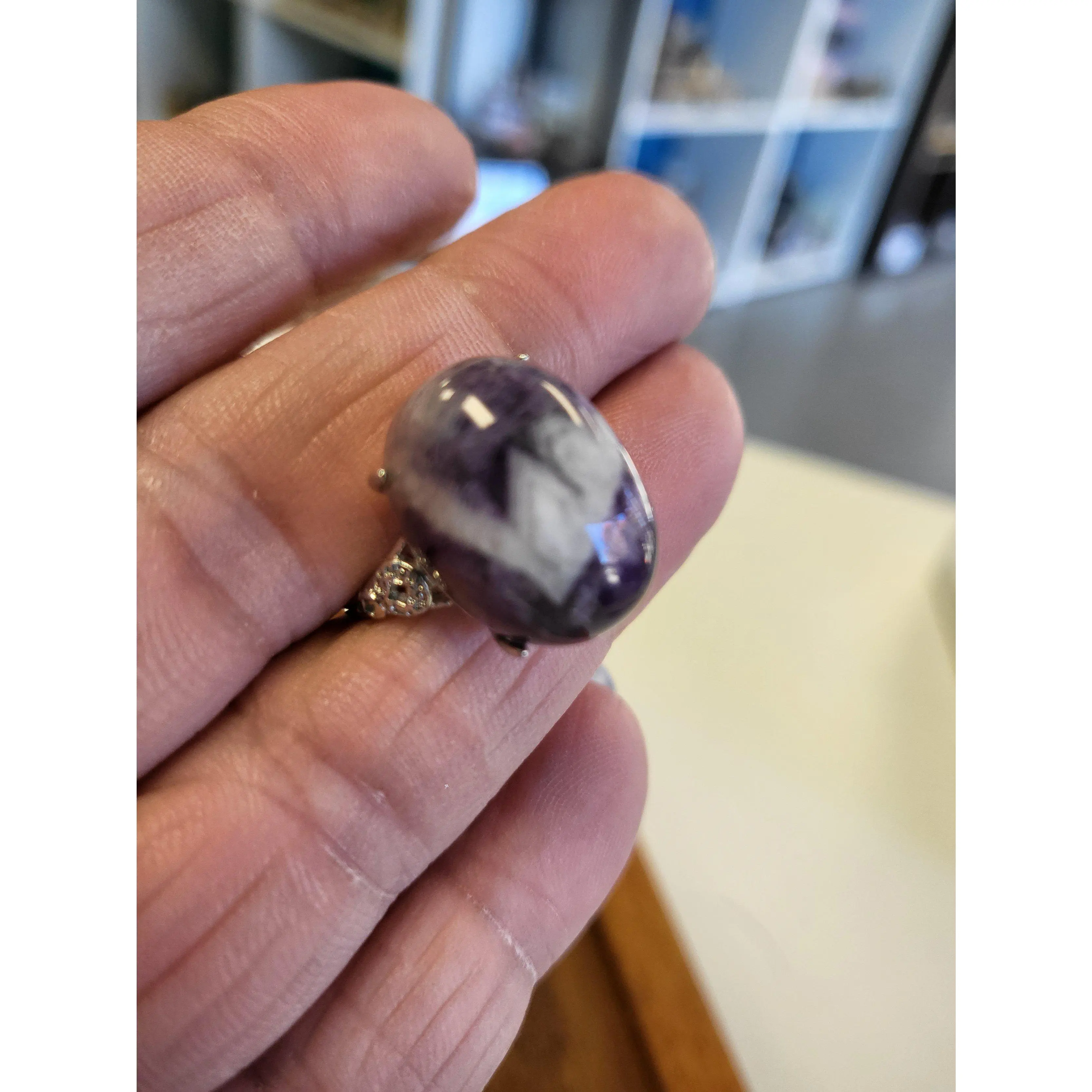 Chevron Amethyst Ring - Adjustable Size amethyst crystals