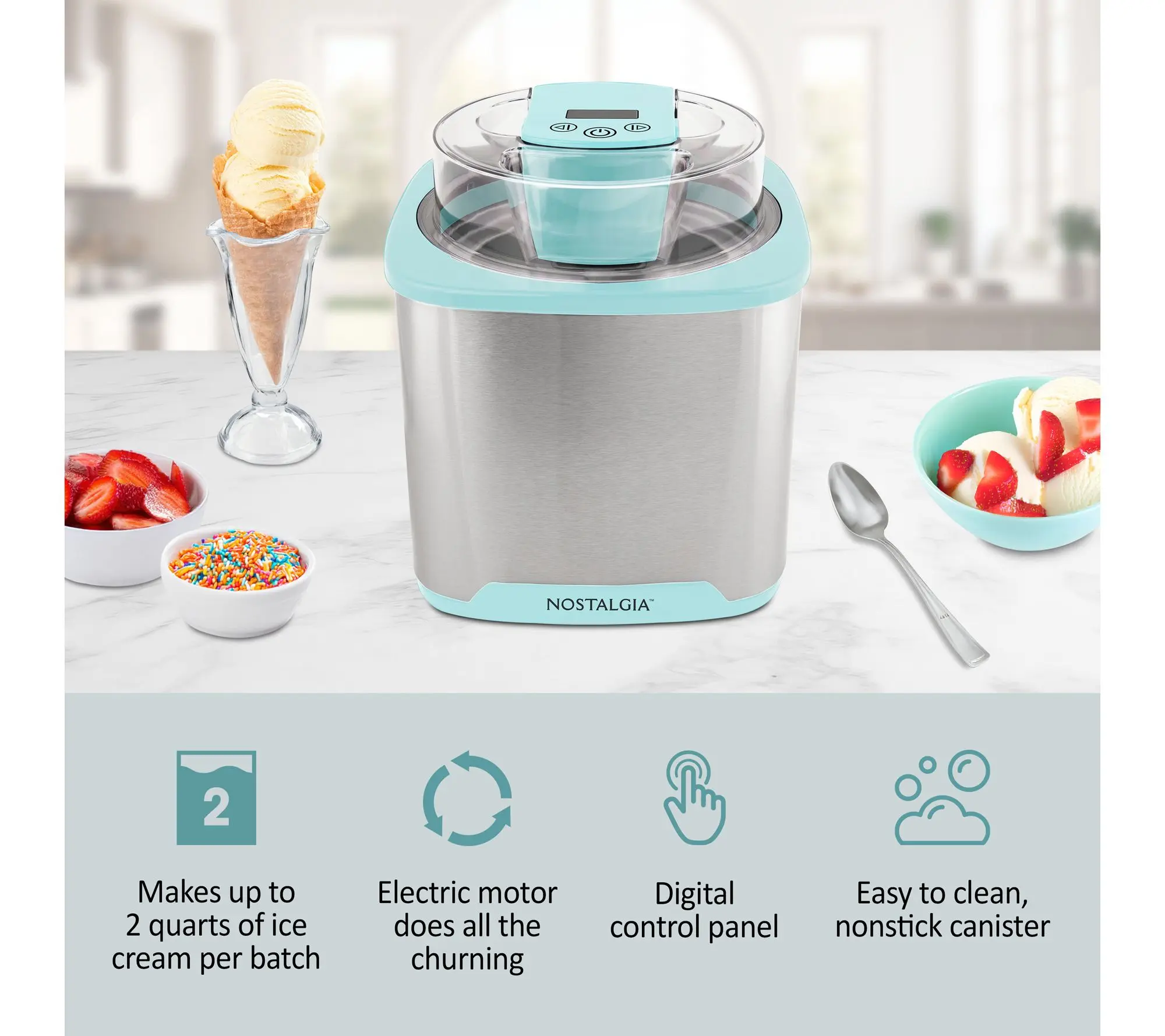 Nostalgia Aqua 2-qt. Digital Ice Cream Maker Nostalgia Aqua 2-qt. Digital Ice Cream Maker