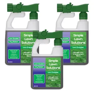 Liquid Iron & Nitrogen Lawn Fertilizer Lawn Booster 32oz Trio - Fast Green Grass Energizer - Lawn & Turf Care - Ready-to-use Attached Sprayer - 32 oz