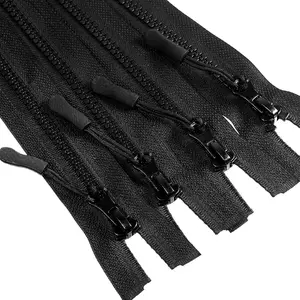 4 count #5 Black Plastic Zipper Separating Jacket Black Zipper Fastener for Coat Jacket Pillow Lamp Sewing Crafts(7 Inch)