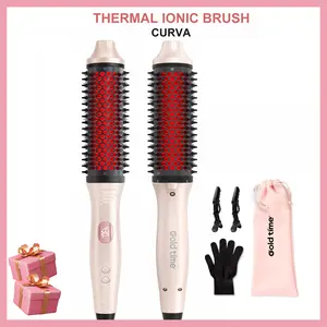 Infrared Thermal Ionic Brush 1.65" with LED Display Fast Heat Quick Blowout Anti-Frizz Hair Tool for All Hair Types Universal Voltage Perfect Birthday Gift for Mom or Girlfriend