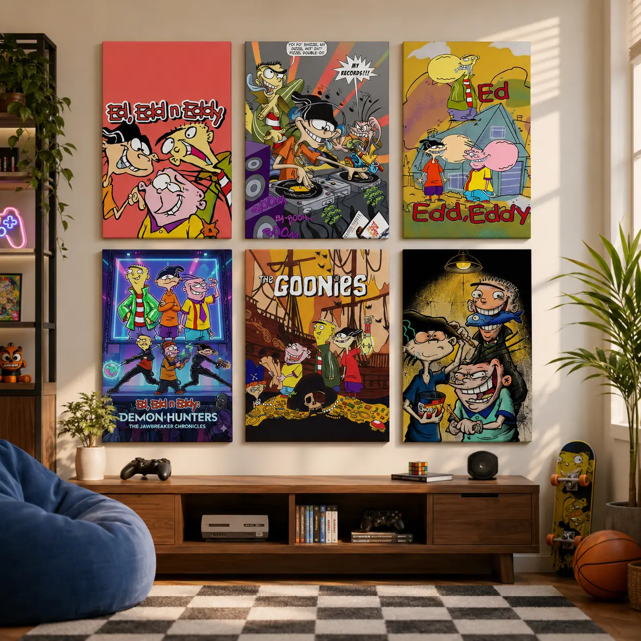 12 Styles Ed, Edd n Eddy Canvas Wall Art, Retro Cartoon Poster, 90s Nostalgia Room Decor, Funny Animated TV Print for Bedroom, Living Room, Dorm, Game Room, Office, Cartoon Lover Gift