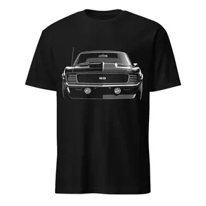 Black 1969 Camaro Restomod T-Shirt for Muscle Car Fans Gearheads Tees 100% Ring-Spun Cotton Soft Top with Double Stitching Durability