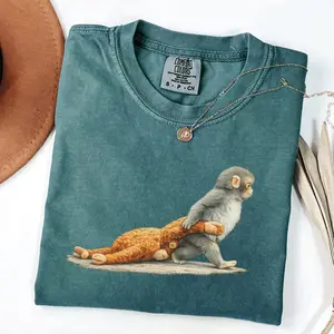 Comfort Colors Monkey Punch Graphic Shirt, Baby Monkey Holding Plush Toy Tee, Animal Lover Gift, Cute Trendy Shirt