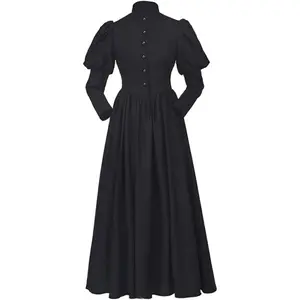 Women Gothic Victorian Dress Renaissance Ball Gown Costume Black Victorian Mourning Dress