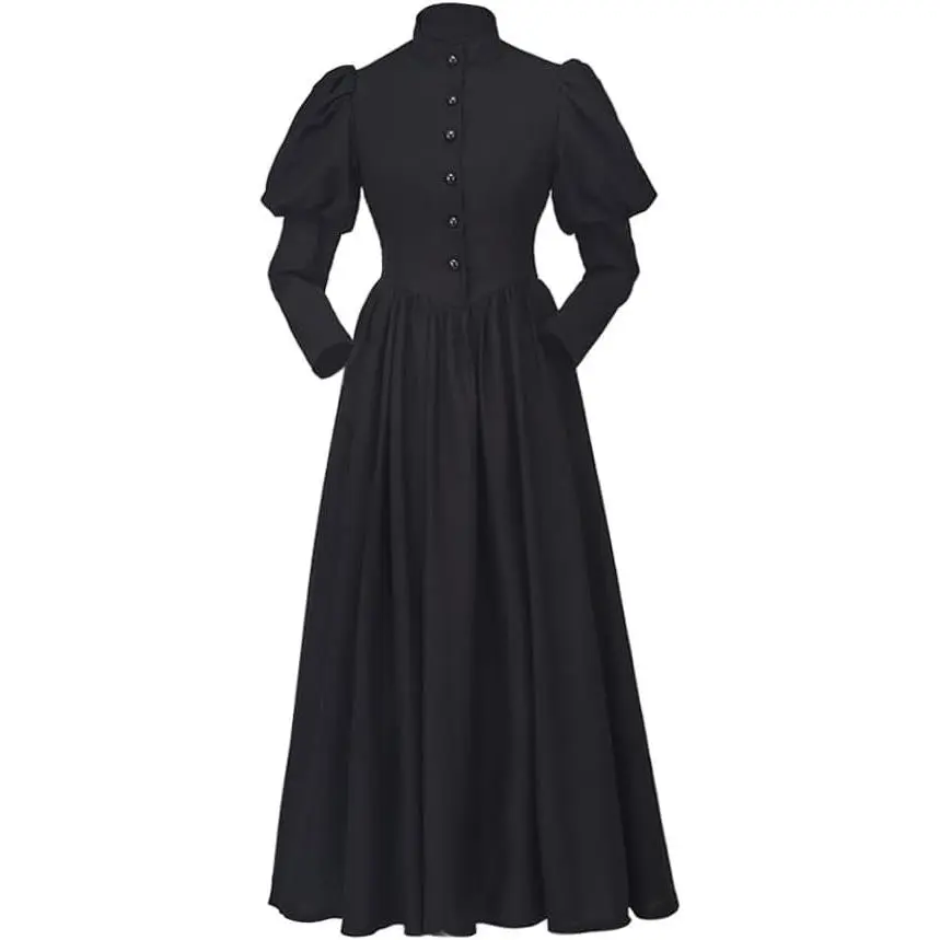 Women Gothic Victorian Dress Renaissance Ball Gown Costume Black Victorian Mourning Dress
