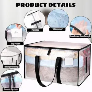 Set of 6 large-capacity foldable storage bags, featuring handles, zips and label pockets; ideal for outdoor camping, student accommodation, wardrobe organisation and home storage, and can also be used as waterproof storage bags