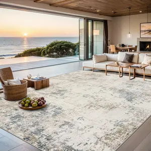 Area Rugs Living Room Rug - 5x7 Washable Soft Neutral Non-Slip Carpet Large Indoor Stain Resistant Thin Carpets for Bedroom Dining Room Farmhouse Nursery Home Office Multi