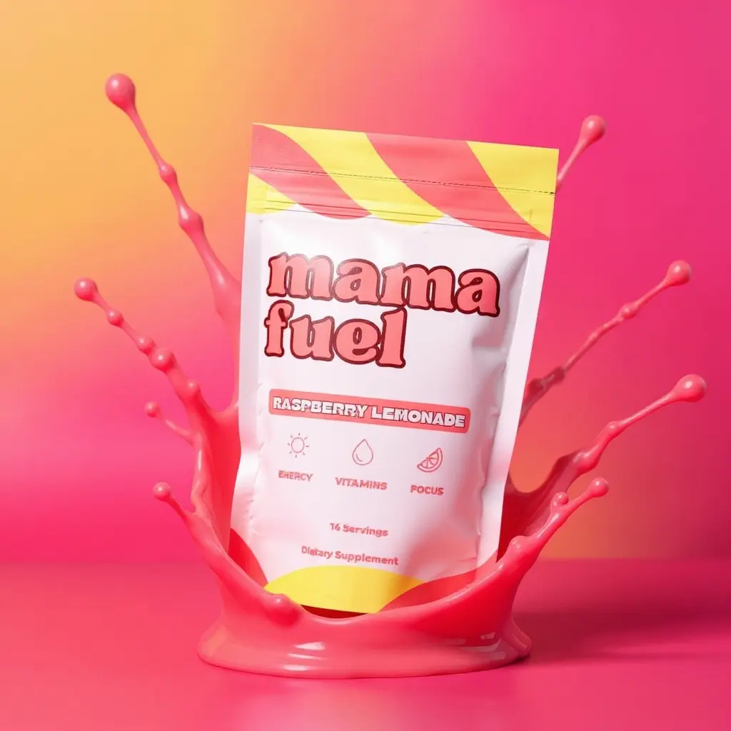 Mama Fuel 14 Pack Calm Energy Drink Mix for Women, Raspberry Lemonade Stick Packs with B12 Iron Folate Magnesium Choline, Caffeine + Glycine, No Jitters No Crash, Sugar Free Vitamin Powder, Mom Energy Hydration Boost, Daily Multivitamin for Busy Moms, Nut
