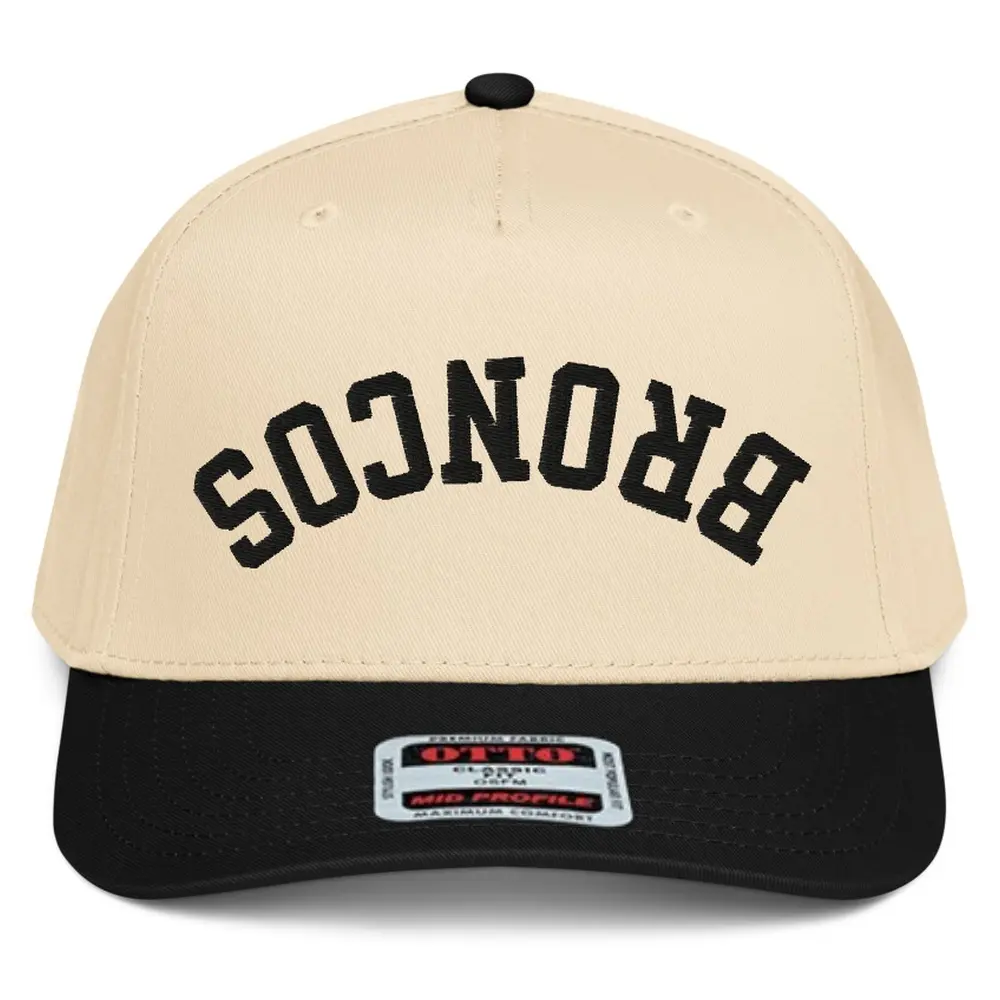 RIVEMUG NX1 Upside Down Broncos Embroidered 2 Tone Hat Mid Crown Curved Bill Snapback Cap for Men Women