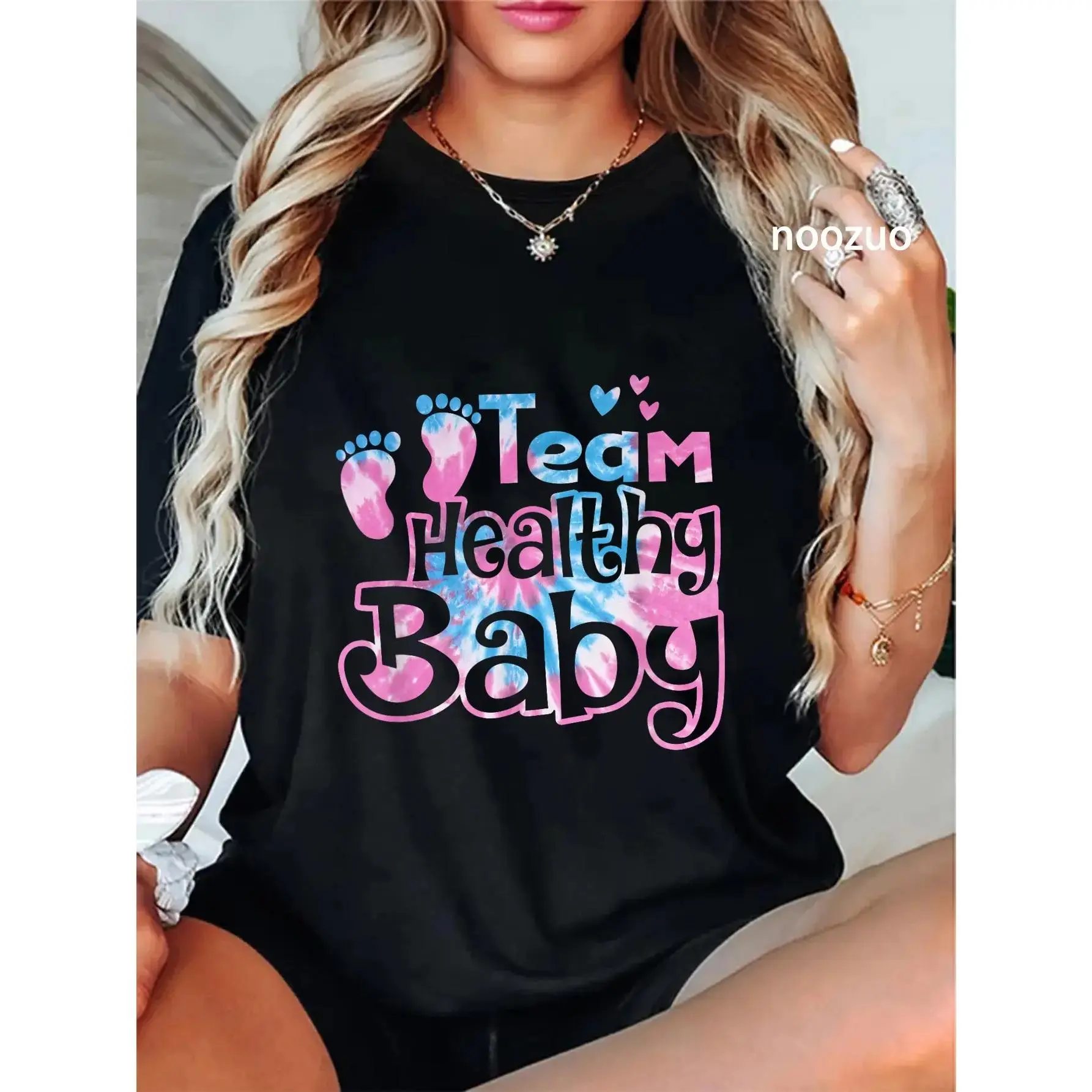 GGOR Women's Tie-Dye Drop Shoulder Tshirt, Casual Short Sleeve Cotton Top for Party and All Seasons Wear, Sporty Chic, Do Not Dry Clean, Normal Type