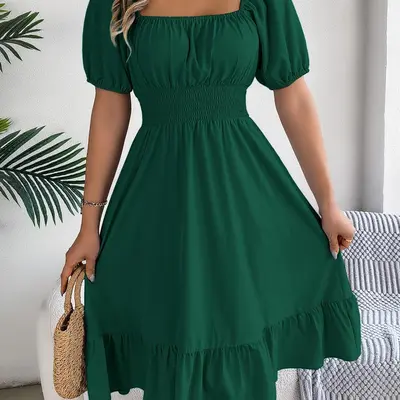 Dark Green Dress Flowy Summery TikTok Shop