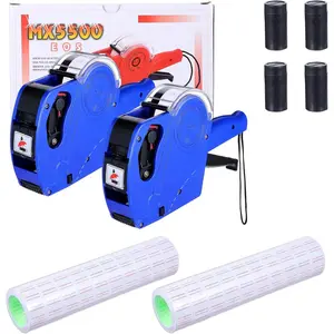 2 Pack Pricing Gun - 8 Digits Price Tag Gun with 8000 Labels & 4 Ink Rollers Kit Blue Pricing Label Maker for Retailer Supermarket (Blue)