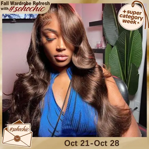 STERLY #4 Chocolate Brown / #1 Jet Black 200% Density 13×6 Lace Body Wave Lace Frontal Human Hair Wig Smooth HD Transparent Lace Front Wig #sohochic