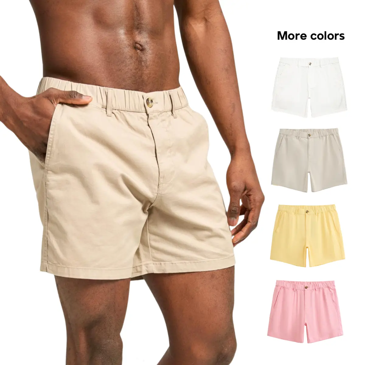 Maamgic Men's 5.5in Cotton Casual Mesh Short Shorts - Zipper Pockets, Spandex, Belt Loops, Plain Beige, Menswear, Comfortable Fit - Male Outdoor Swim Trunks Ideal for Tropical Wetsuit Belt Use (Sports & Outdoor)