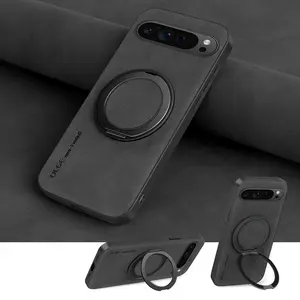 360° Spin Magnetic Stand for Google Pixel 10/10pro/10proXL Pixel 9/9pro/9xl/9A Pixel 8A/8pro/8 Pixel 7/7PRO/7ACase, Luxury faux leather Case for Pixel 9 Phone Case, Fit for MagSafe, with Kickstand Rotatable, Fit for car holder Cover