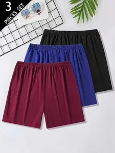 Men's Summer Sleepwear Shorts Set, Three-Piece Comfortable Cotton Blend Pajamas, Casual Loose-Fit Loungewear Nightwear for Men, Ideal for Relaxing at Home, Pjs