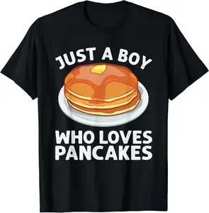 100% Cotton Cute Pancake Art Men Boys Pancake Maker Flapjack Pancakes T-Shirt