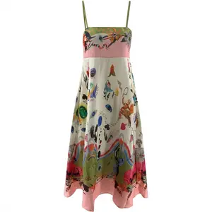 Mother's Day Gift Chvity Women's bohemian halter dress summer print and elegant oversized French retro oil painting printed suspender tube top dress travel outfit  Womenswear  Beach  Boho Casual Wear Sleeveless