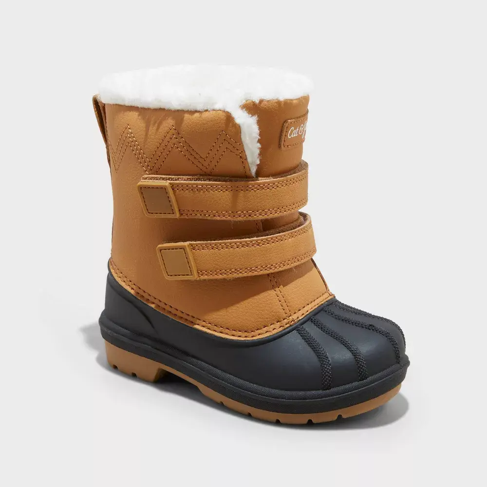 Cat & Jack Toddler Denver Waterproof Faux Fur Winter Boots - Cognac