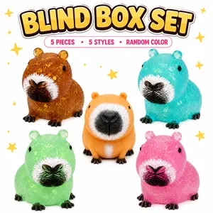 5-Piece Set Blind Box Capybara Malt Sugar Stress Relief Fidget Toys, Sensory Bundle, Creative Slow-Return Soft taba Squishy, Party Gift, 8 Different Styles