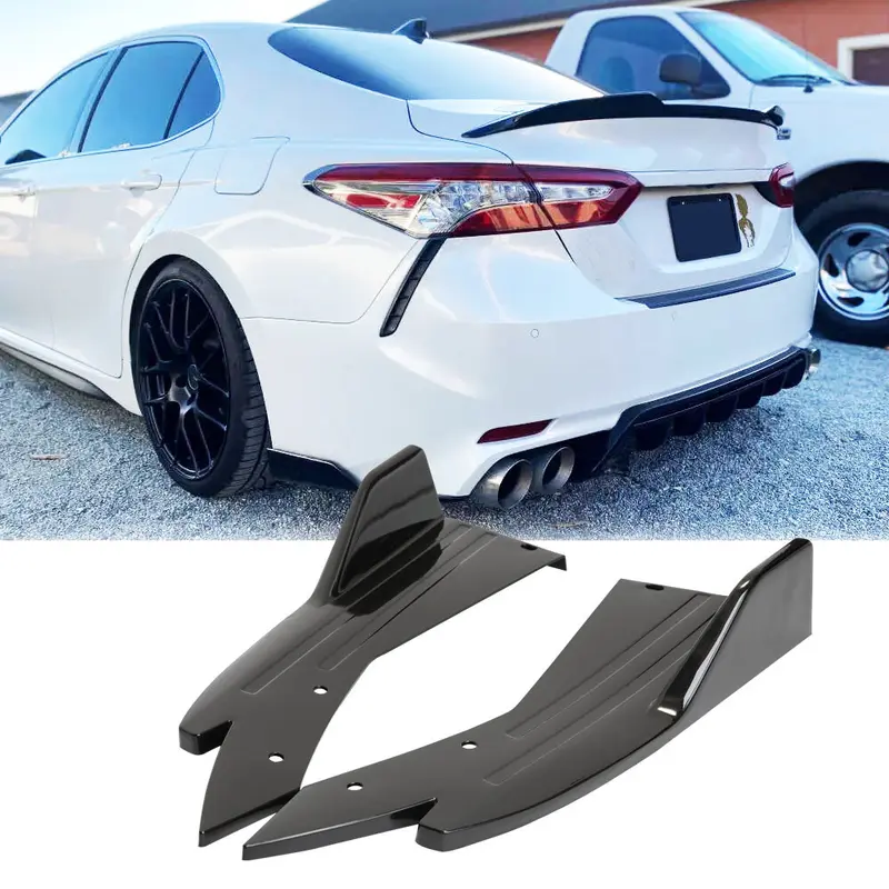 Black Car Exterior Accessories Kit - Bumper Diffuser, Rear Bumper Decor, Splitter, Lip Spoiler, Side Skirts, Longer Width for Toyota Camry SE,XSE, Includes Screws