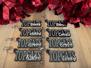 Team and Name Keychain - Cheer, Pom or Dance, Bag Tag, Luggage Tag, or Zipper Pull - Choose your team colors and names!