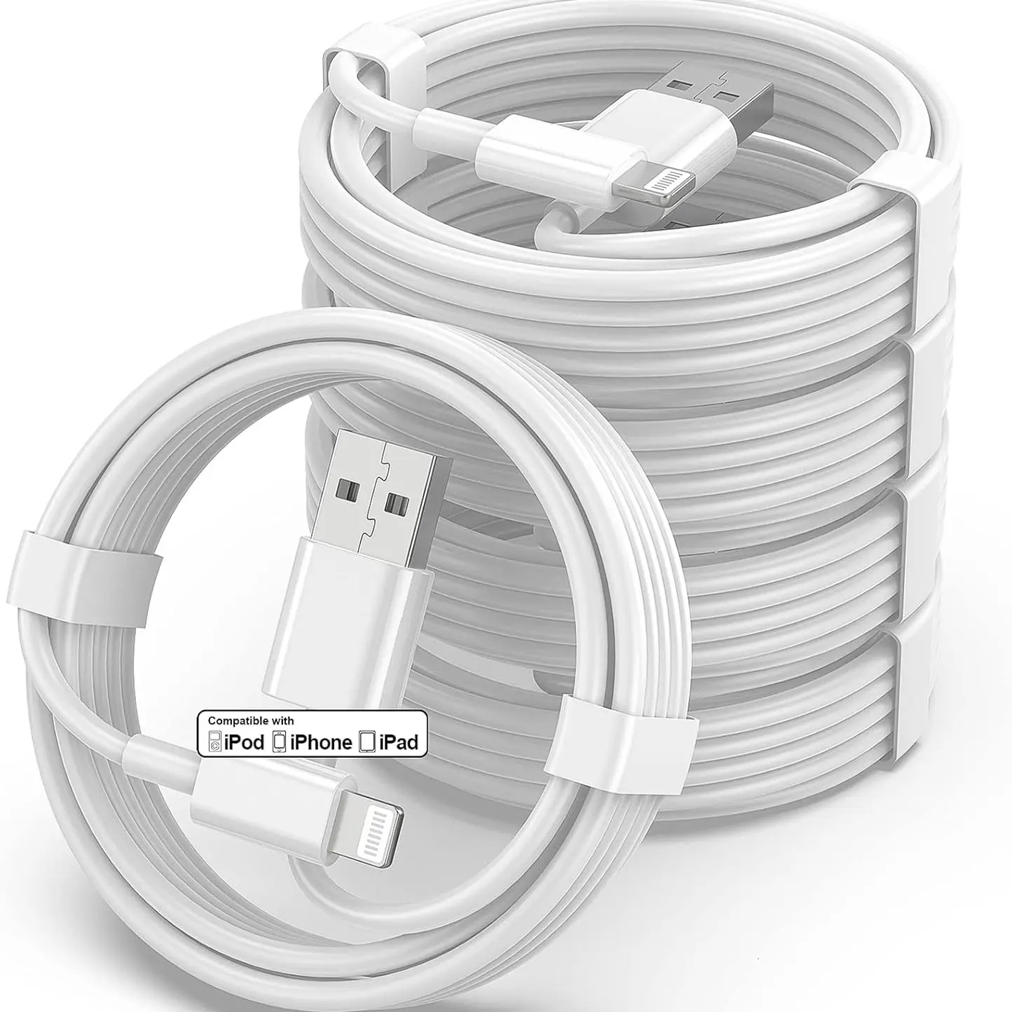 5 PACK USB to Lightning Cable, Fast Charging Cord for iPhone 13 Pro Max/ 13/12Pro Max/12 Pro/11/Se2022/XR/X/8/iPad, iOS Connector, Charging Cables