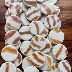Tiger-Matrix Nautilus Shell Beads - Off-White Color with Unique Striking Patterns - Grade AAA (Among the Rarest & Most Valuable Seashells in The World) Exquisite Craftsmanship - New Double Sided Design - Smooth Coin Shape 20mm - 8 Inches - 10 Beads