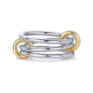 Interlocked Stackable Rings for Women - Statement Multi Ring Mixed Metals Stack - Cubic Zirconia Stacking Jewelry For Summer dealsforyoudays