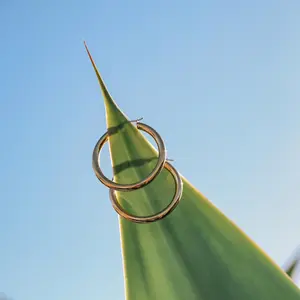 AMOR DEUS Women's Staple Hoop Earrings  - Chunky Gold Hoop earring in  Medium & Large Sizes - Hinge Closure