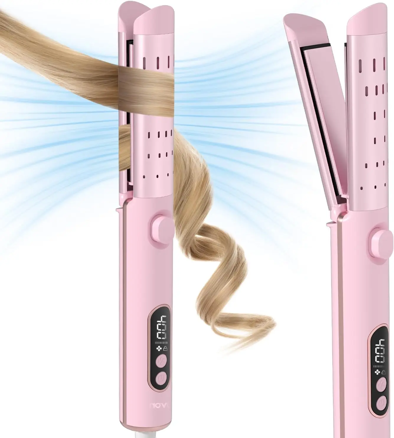NOVUS Airflow-Hair Straightener and Curling Iron 2 in 1 with 360° Cool Air for Long Short Hair,  4 Temps and Auto Shutdown